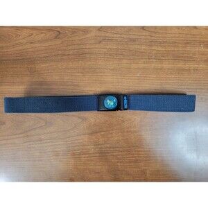Vintage 1990s World Industries Kids Blue Canvas  Belt W/ Wet Willie Buckle